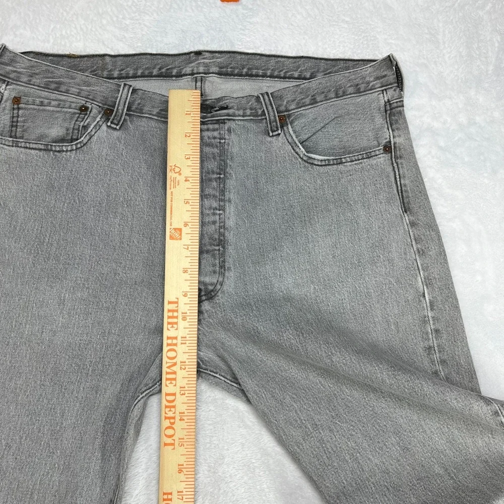 Levi's 501 Jeans Men's Gray‎ Denim Stretch Straight Button Fly 37X35.5 - Flaws